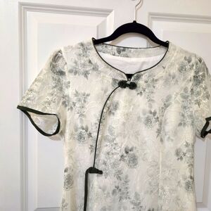 Floral Lace Dress with Jade Green Trim